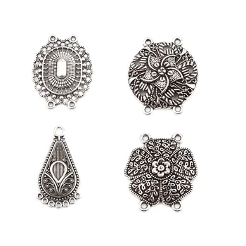 

Hollow Flower Round Connectors Zinc Based Alloy Antique Silver Color For DIY Jewelry Findings Making Materials , 20 PCs