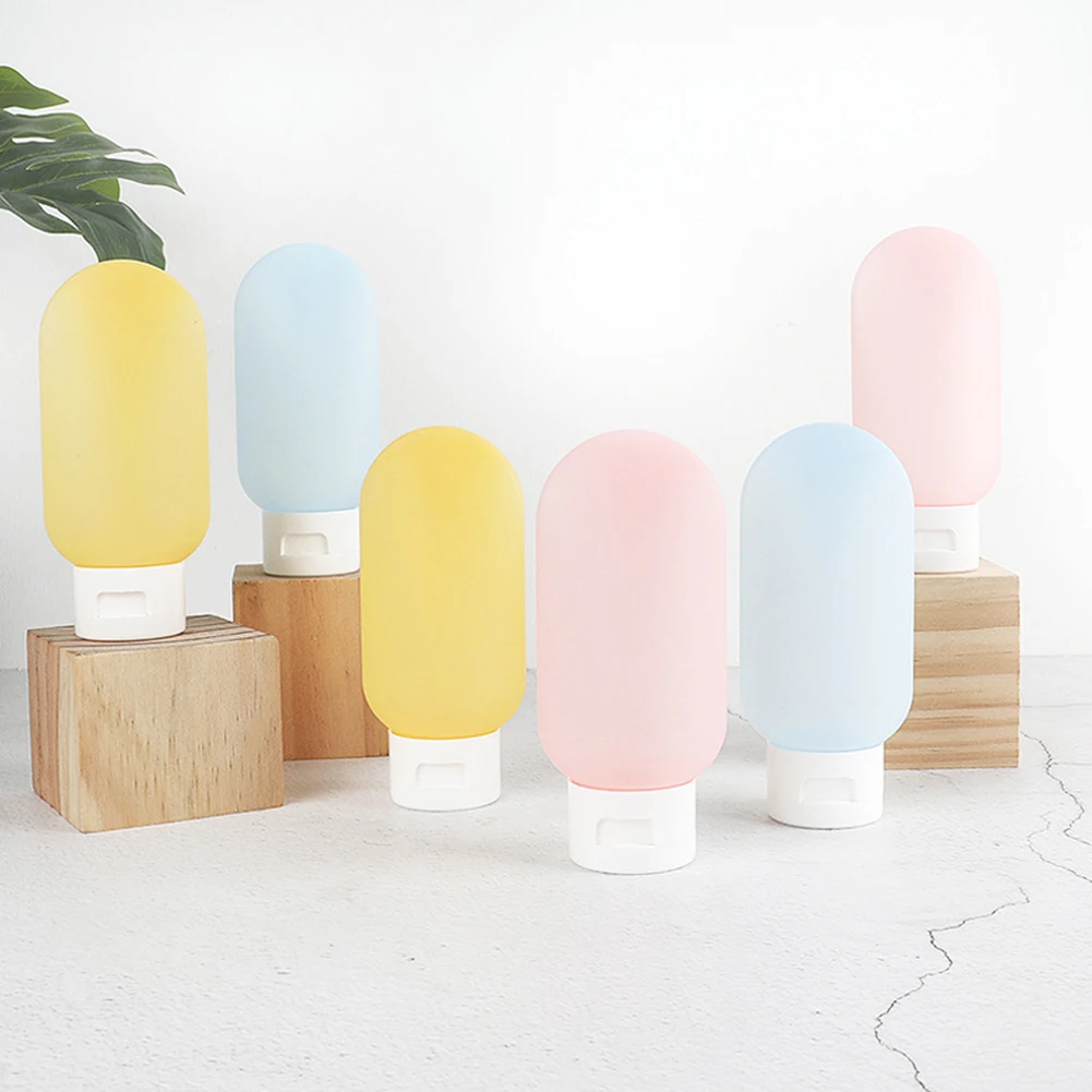 3Pcs/Set 60ml Portable Travel Silicone Lotion Shower Gel Shampoo Refillable Bottles Empty Press Squeeze Containers Dispenser