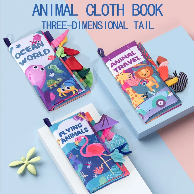 Baby Early Stimulation Tail Cloth Book Soft Sensory Interactive Toys Sound Paper Puzzle Health Cloth Book Rattle Tear Resistant 2