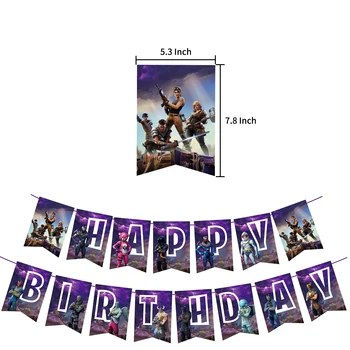 

Party Supplies Set Happy Birthday Hanging Gaming Theme Birthday Cake Topper Foil Balloons Video Game Theme Decorations
