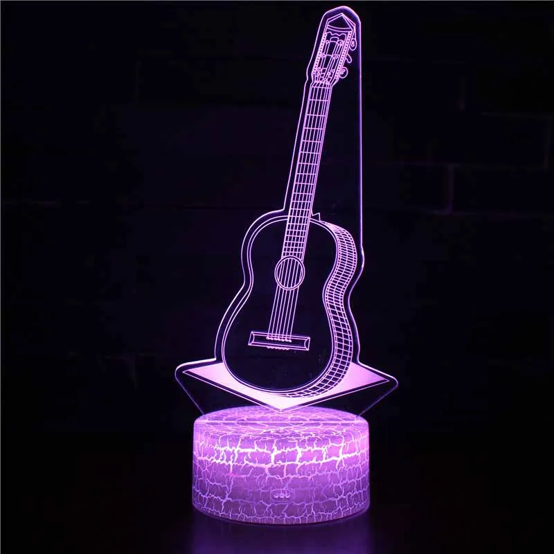 HQXING 3D Illusion Night Light Led USB 7 Colors Musical Instrument Night Lamp Violin Horn Piano Guitar Lamps Kids Gifts bright night light