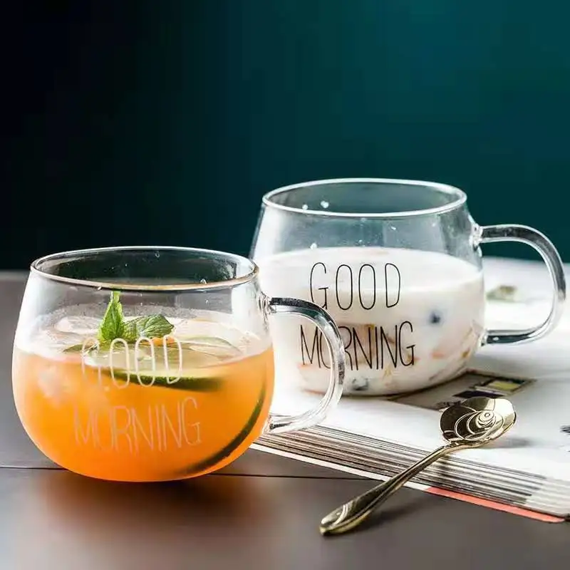 Кружка с надписью Good Morning прозрачная стеклянная чашка термостойкая кружка для