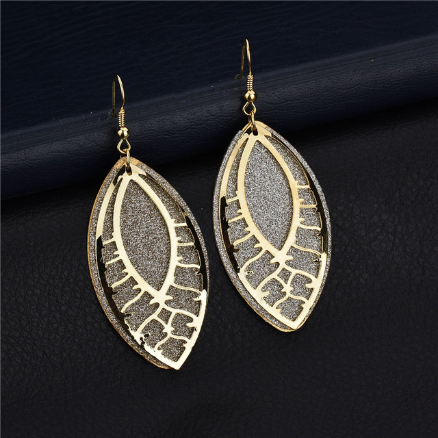Irregular Long Dangle Earrings For Women Charm Ear Jewelry Gold Color Hanging Pendientes Flower Leaf Earings