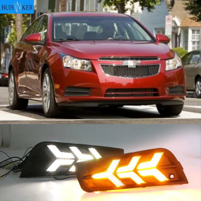 

2 шт. светодиодный для chevrolet cruze 2009 2010 2011 2012 2013 2014 DRL Дневной светильник с сигнал поворота лампы