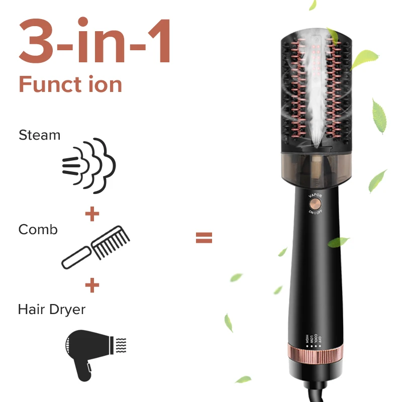 Newest steam Hotair Brush Coolair Comb Hair Dryer Blow Hair Curling