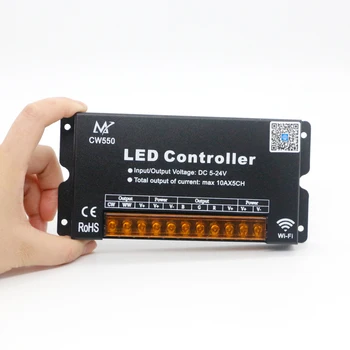 

DC5V-24V High Speed 50A 5CH wifi 5IN1 LED strip smart Controller IOS Android For Single color/CCT/RGB/RGBW/RGB+CCT Led Strip