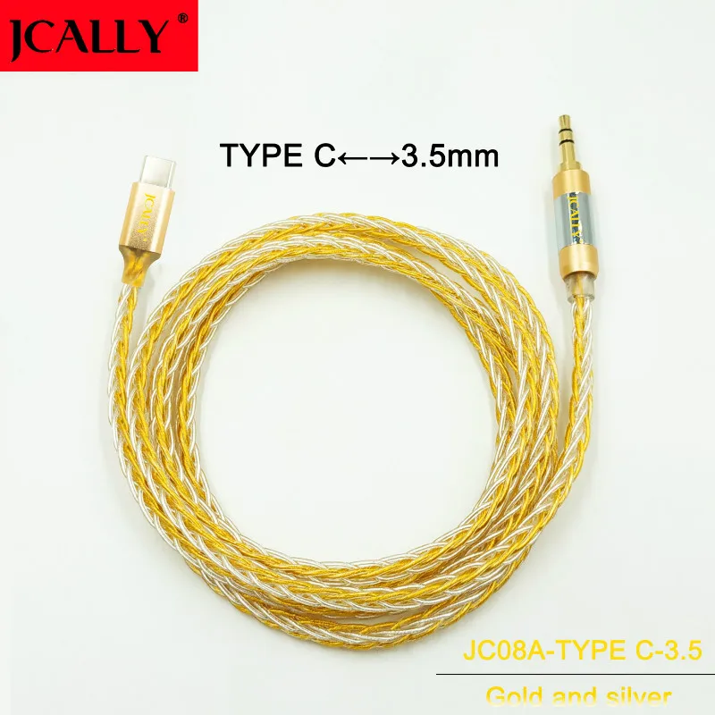 JCALLY JC08Aofc посеребренный цифровой аудио TYPE C до 3,5 пар линия записи обновление линии AUX аудио линия 1,2 м