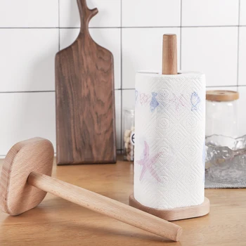 

Wooden Paper Towel Stand Rack Bathroom Storage Roll Round Beech Kitchen Home Table Tool Accessories for Kitchen HOme Storage