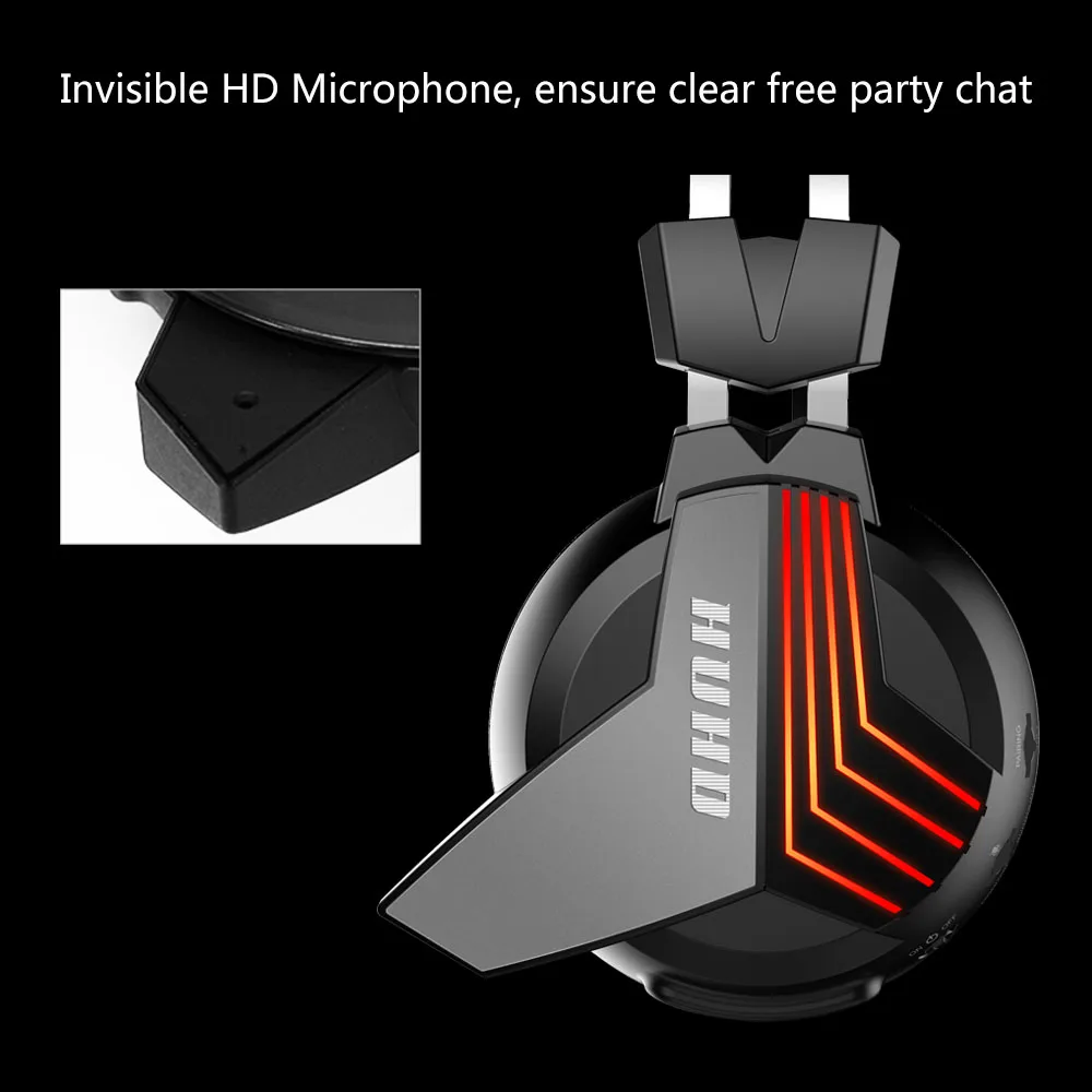 HUHD Professional USB Wireless Led Light Gamer Headset for PC PS4 XBOX ONE Gaming Headphones Bass Stereo PC Headset With Mic
