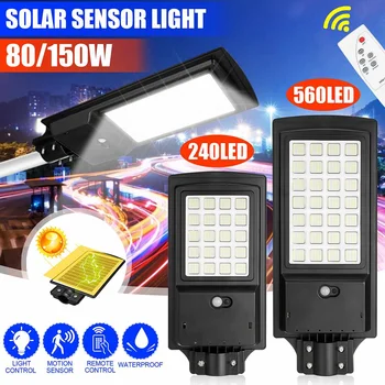 

Dropshipping LED Solar Street Light 80W Radar PIR Motion Sensor Wall Timing Lamp+Remote Waterproof for Plaza Garden Yard