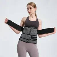 Black Gray Double Belt Neoprene Plus Size Waist Trainer Corset 1