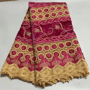

African Velvet Guipure cord Lace net fabric background shiny high quality Nigerian Buba french lace fabric with Stone ZQA518-7