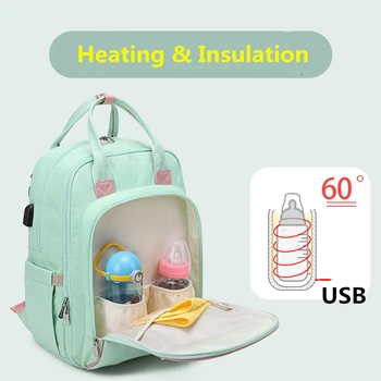 

Diaper Bag Bottle Heating Large-capacity Mommy Bag Waterproof Travel baby diaper backpack With USB Interface