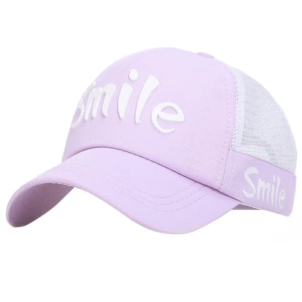 Summer Peaked Cap Smile Letter Printed Mesh Baseball Hat Children Outdoor Headwear With Adjustable Back Closure New - Цвет: Z