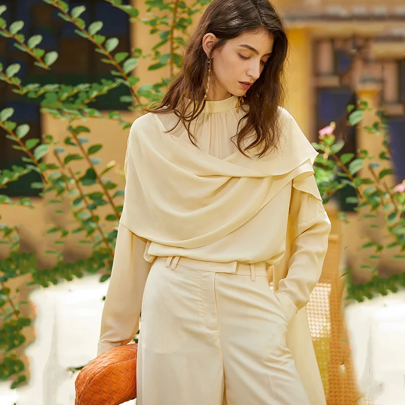 [EAM] Women Yellow Irregular Split Blouse New