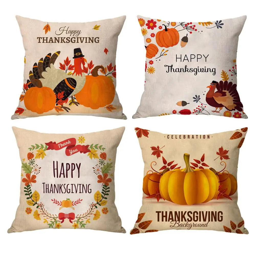 

New Design 4 Style Cushion Cover Pillow Case Decorative Throw Thanksgiving Pillow Case Home Bed Room Sofa Home Decor 45x45cm