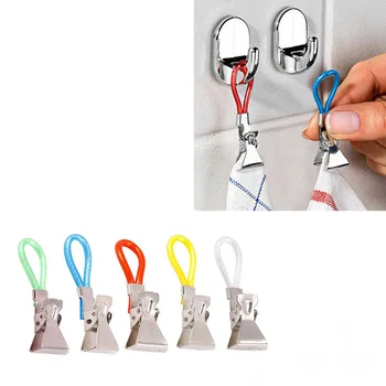 

5Pcs Tea Towel Hanging Clips Clip on Hooks Loops Hand Towel Hangers Mini Hanger Clothes Clips Shirt Folder ClothespinC4