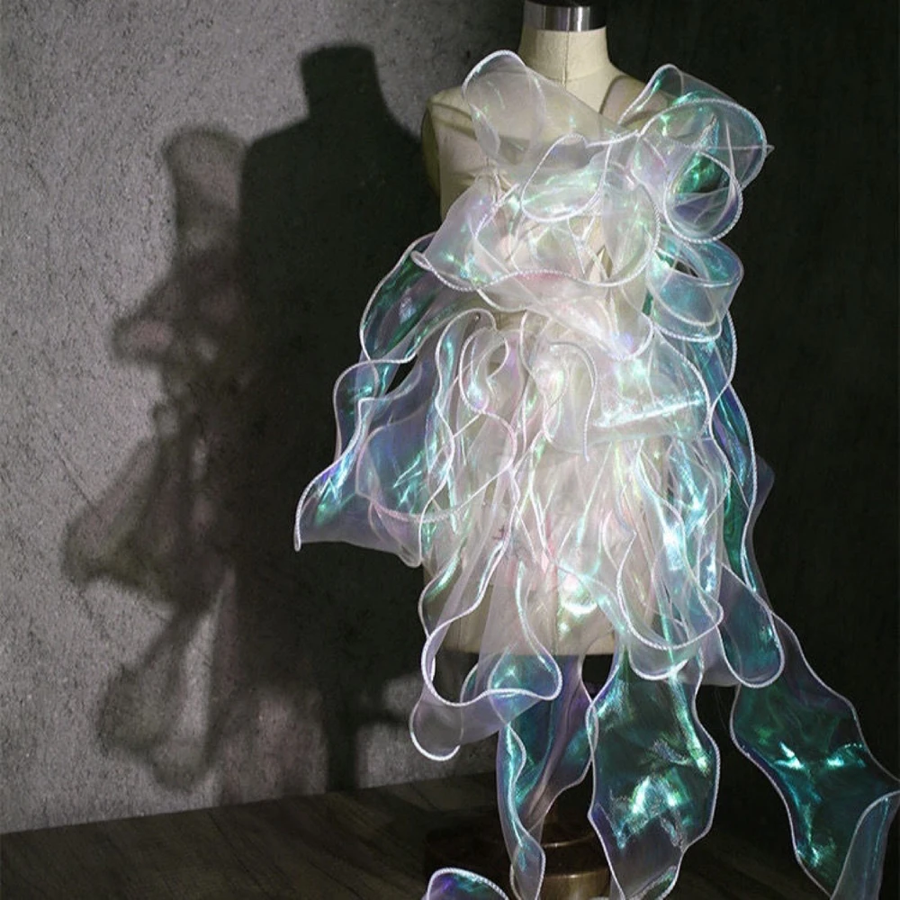 9Yard Transparent Ruffle Lace Trim Fabric Gradient DIY Patchwork Collars Decor Skirt Wedding Dress Designer Accessories 6CM Wide 2