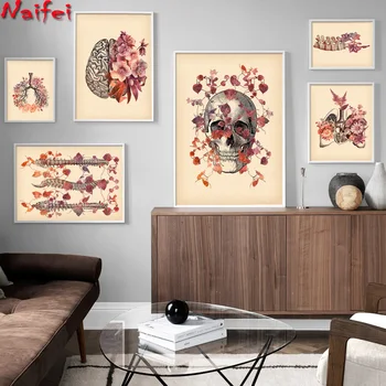 

Full Diamond Painting New Vintage Lung Skull Spine Mosaic Human Anatomy Medicine Picture Of Rhinestones Embroidery Diamond Art