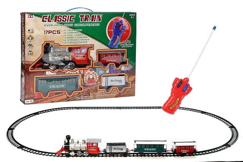 

Electric Light And Sound Remote Control Rail Train Model Model Classic Steam Train CHILDREN'S Toy Set