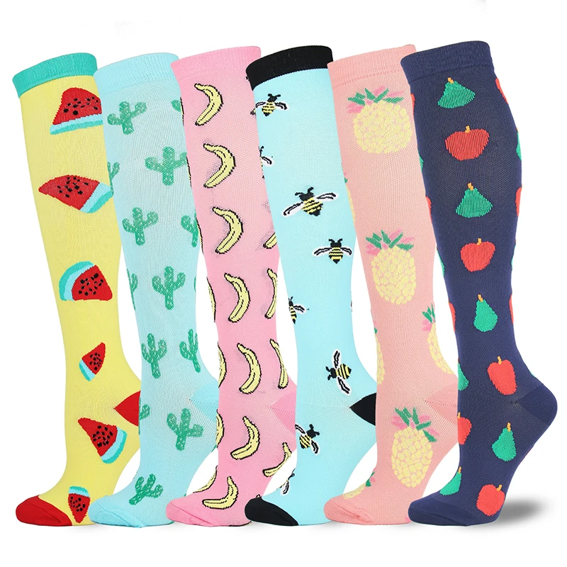 2020 Cartoon Pattern Compression Stockings Unisex Sports Socks Cycling Football Basketball Prevent Varicose Veins Nurse Socks sports compression socks stockings men women sports socks for marathon cycling football varicose veins soccer socks yoga fitness