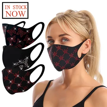 

Summer Unisex Color Rhinestone Masks Washable And Reusable Masks Mouth Masks Windproof Mouth-muffle Mascarillas For Women Men