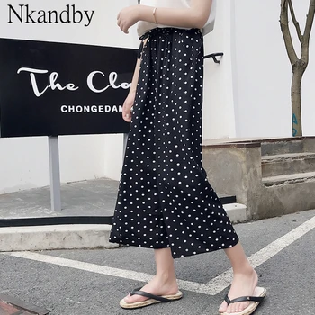 

Large Size Chiffon Ankle-length Pants Women 2020 Summer Loose Drawstring Korean Wide Leg Pants Lady Oversize Holiday Beach Pants