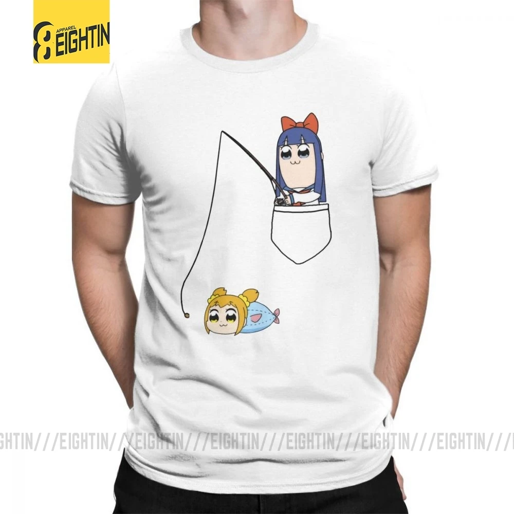 Pop Team Epic футболка Popuko and Pipimi Рыбалка Новинка мужские футболки Модная с коротким