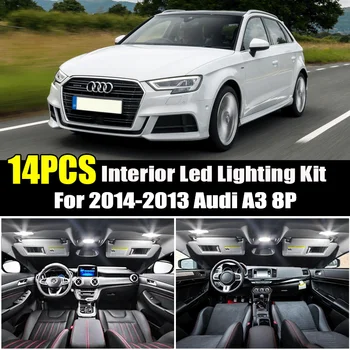 

For Audi A3 8P 2004-2013 14PCs CAN-bus Error Free W5W T10 Led Interior Light Kit Package Replace Bulbs White Car-Styling