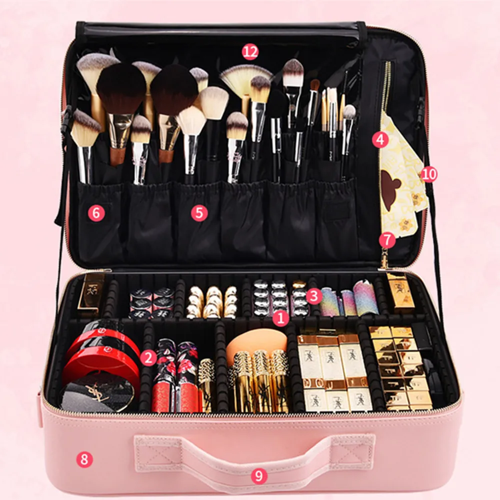 Beauty Nail Art Cosmetic Box Large Capacity Storage Separator Makeup Case Handbag Portable Tattoo Toolbox Travel Suitcase Bag