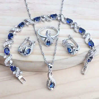 

Silver 925 Bridal Jewelry Sets For Women Costume Jewellery Zircon Wedding Neckalce Set Earring Ring Pendant Bracelet Gift Of Box