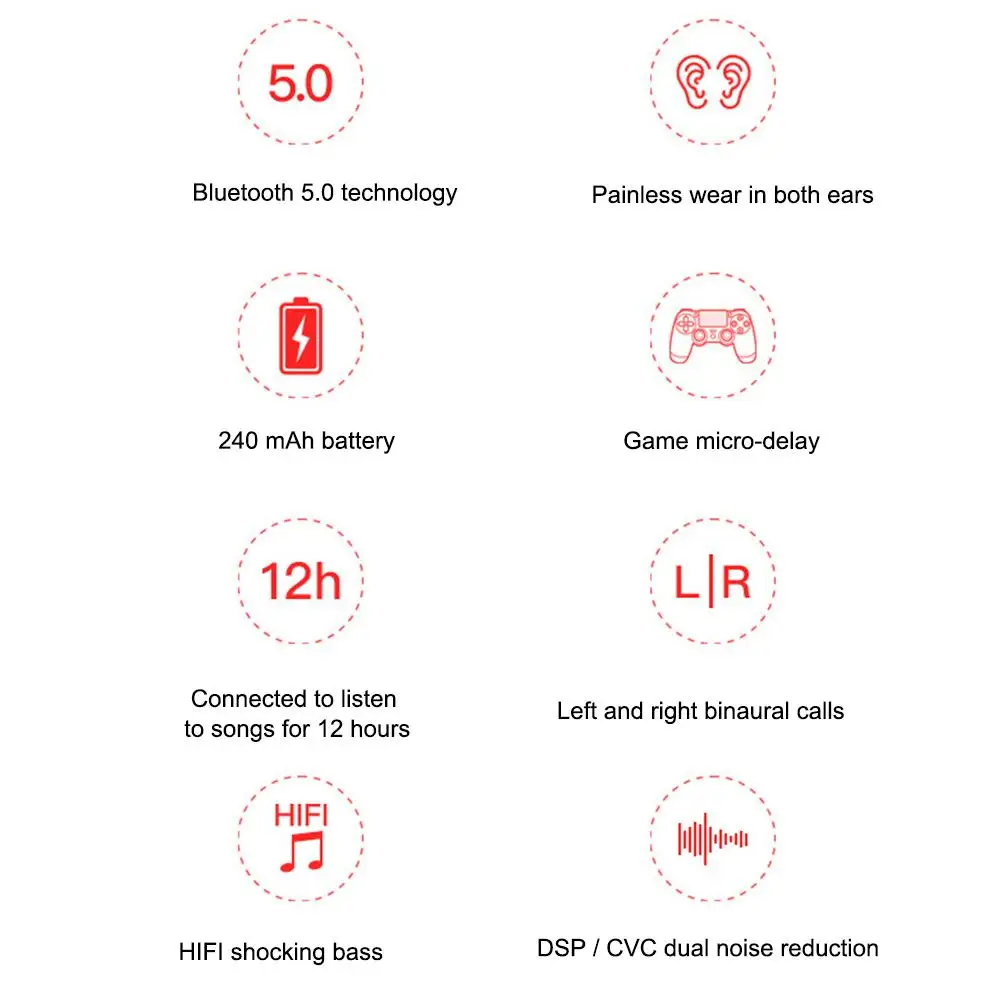 Q9S-TWS Bluetooth 5,0 наушники с крючком, Hi-Fi стерео басы, беспроводные наушники, гарнитура с шумоподавлением, наушники с микрофоном