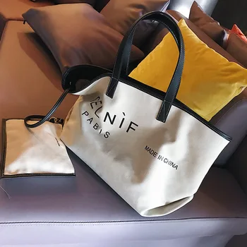 

2020 Summer New Fashion Trend Large Capacity Handbag Korean Shopping Bag All-match Lady Bag Canvas Bag Factory Direct Tote bag