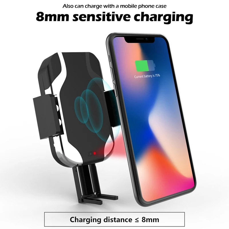 Wireless Charger Car Mount 10W Qi Fast Wireless Car Charger Mount Automatic Infrared Induction, Air Vent& Bracket Phone Holder