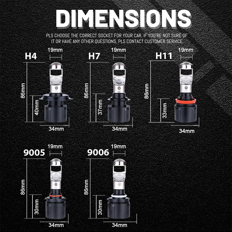 Bullvision H7 светодиодный фар 20000LM Мини объектив проектора Би H4 высокого луча ближнего