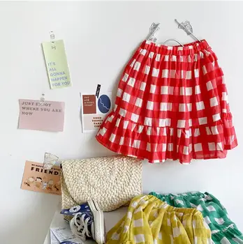 

2020 Korea Style Baby Girls Plaid Skirt Summer Kids Girls Skirts 1-7 Years