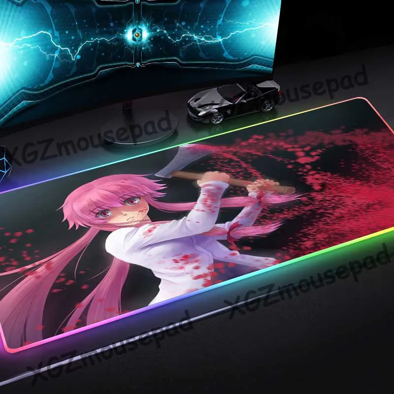XGZ Custom Large RGB Mouse Pad Black Lock Edge Anime Cruel Axe Killer Computer Desk Mat Rubber Non-