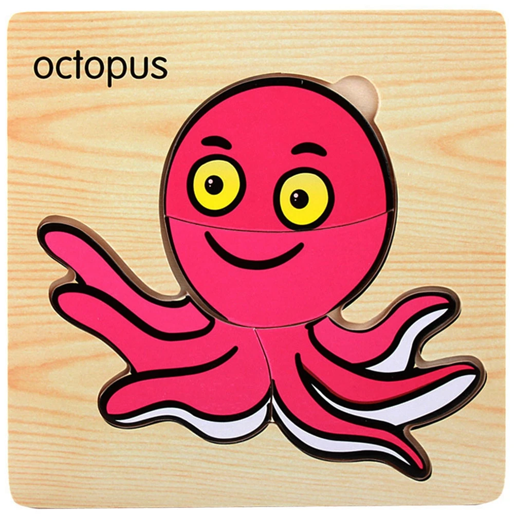 octopus Детские развивающие Игрушки для раннего развития, 3D деревянные головоломки, милые Мультяшные животные, фрукты, пазлы, игрушки для детей, детская танграмма, пазлы - Цвет: octopus