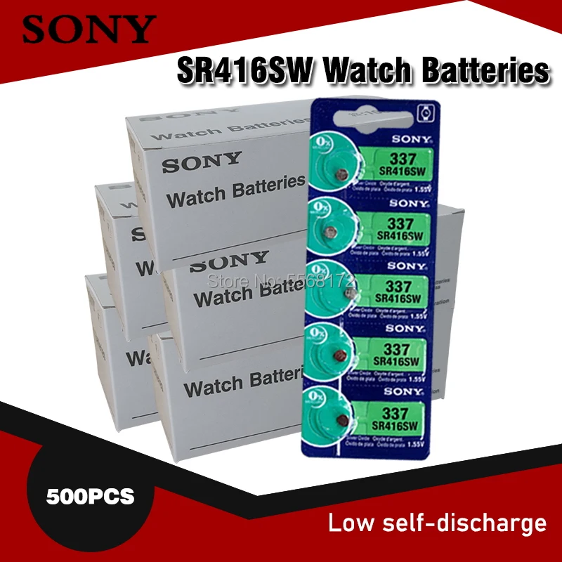 500 шт. Sony 100% оригинальный 337 SR416SW 1 55 в оксид серебра часовая батарея кнопочная