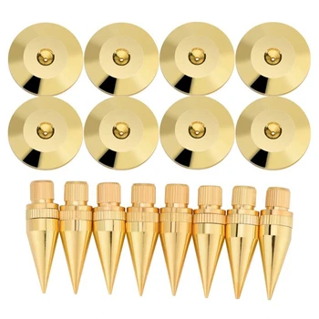 

8 Pairs 6 X 36Mm Copper Speaker Spike Isolation Stand + Base Pad Feet Mat Speaker Isolation Speaker Isolation Pads