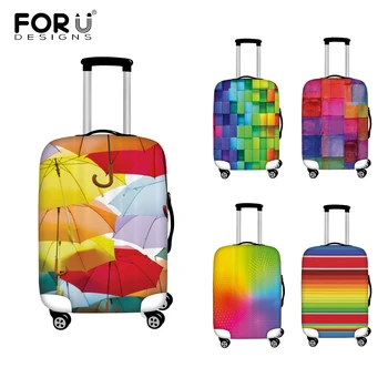 

FORUDESIGNS Suitcase Cover Protector Rainbow Colored Geometric Pattern Trolley Elastic Luggage Cover Baggage Cover Copri Valigia