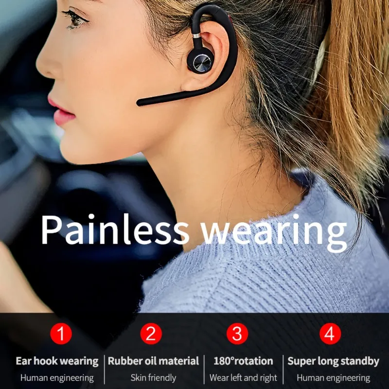 New Bluetooth Wireless Headset Lightweight Painless Comfortable Earphone HD Sound Wireless Earbuds With Mic 8Hours Play time