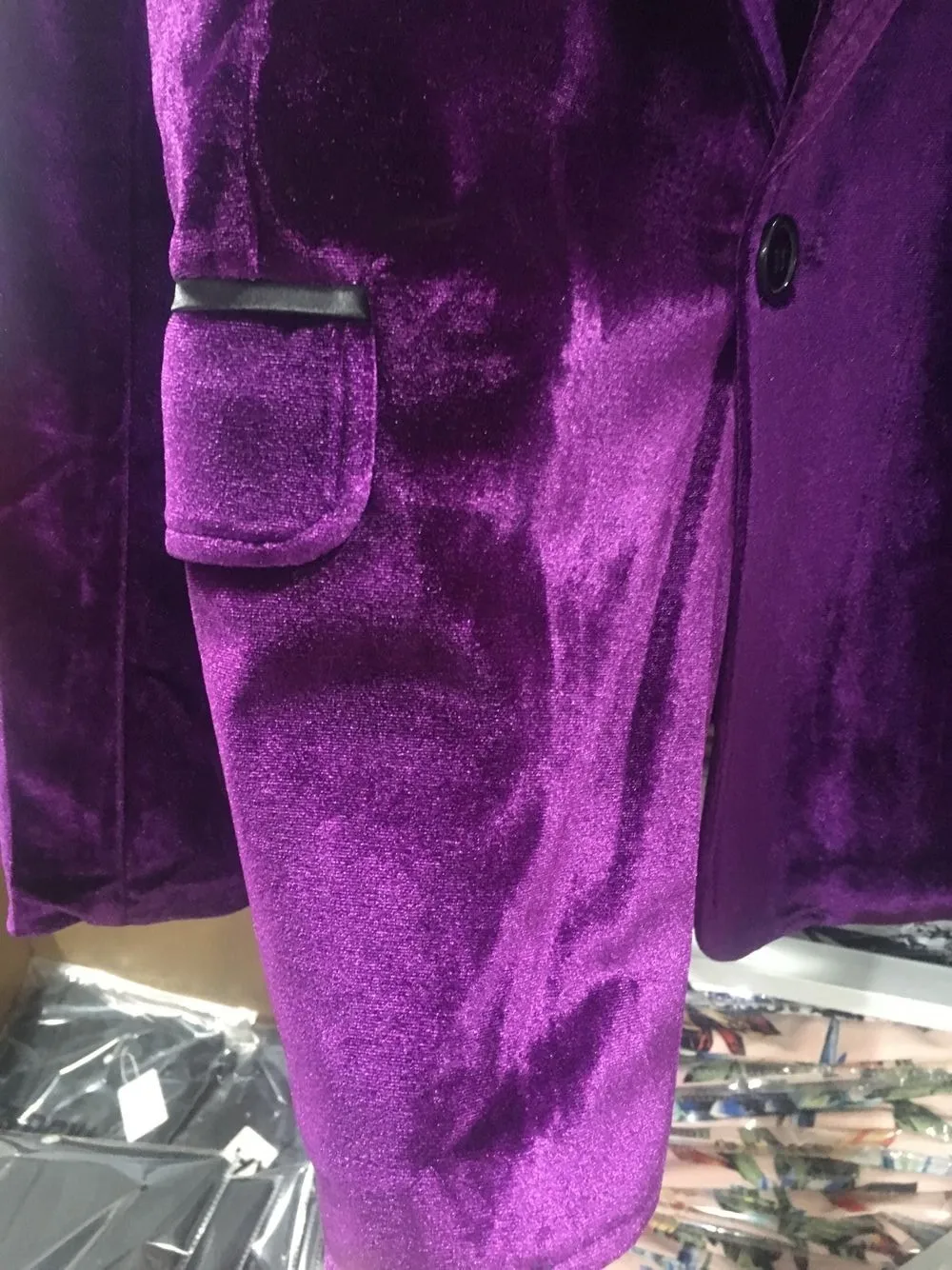 Shiny Purple One Button Velvet Blazer Jacket Men 2022 Spring New Slim Fit Club Party Wedding Dress Blazers Male Blazer Masculino 3