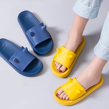 

Women Summer Slippers Slide Sandals Beach Slides Cartoon Little Monster 3d Flip Flops Thick Soled Women Men Couple Bathe Shoes
