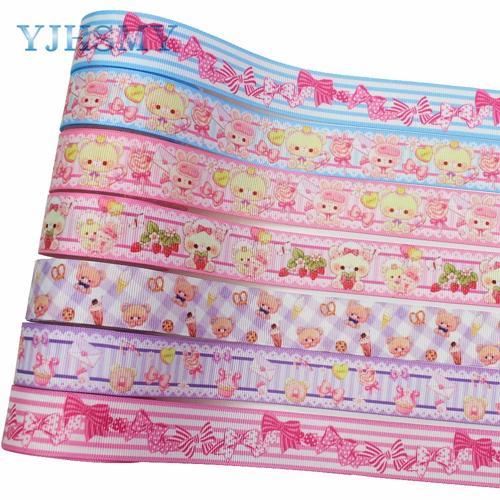 YJHSMY I-191221-2797 25 мм 10 ярдов мультфильм лук Кепка любовь печатных grosgrain ленты одежда