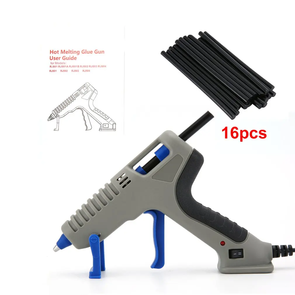 black RJ802 термоклеевой пистолет с клеевым стержнем для DIY ручной работы, инструменты для ремонта игрушек, электрические термоклеевые пистолеты - Цвет: black