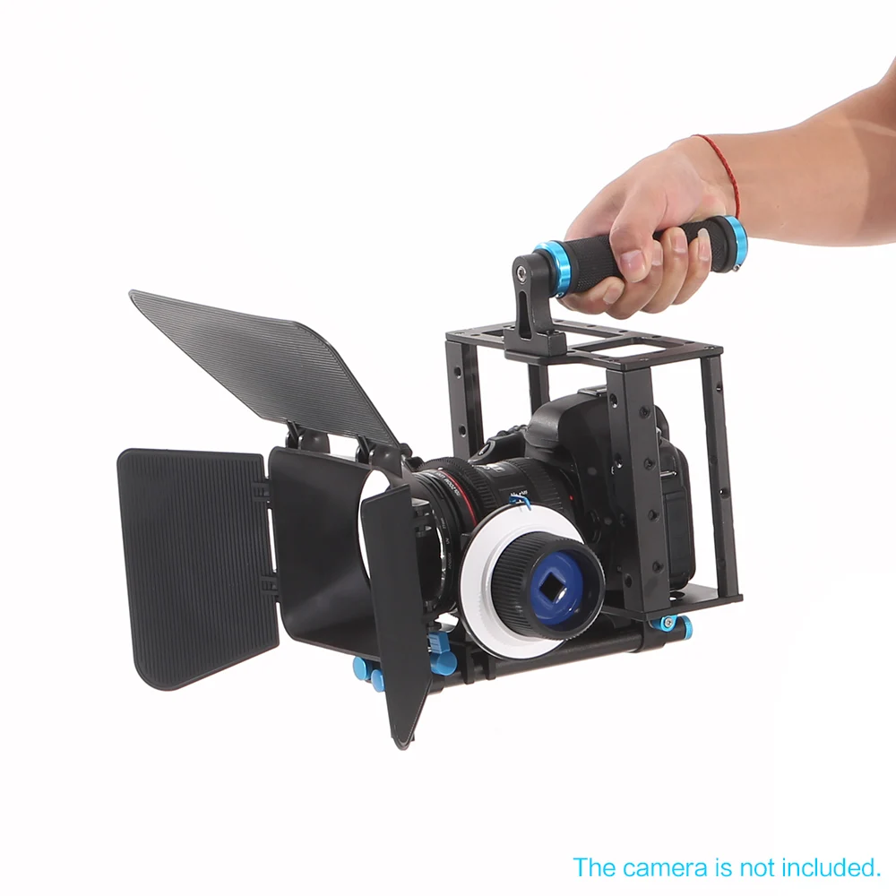 Алюминиевый Комплект для создания фильмов DSLR видео с клеткой для камеры, ручка для непрерывного изменения фокуса для цифровых зеркальных фотокамер и видеокамер