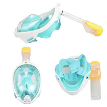 

4 Colors High Quality Anti Fog Detachable Dry Snorkeling Full Face Mask Set Scuba Diving Mask Child Adult Silicone Diving Mirror