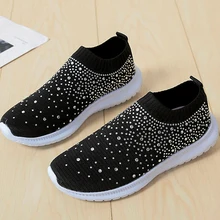 Женская обувь без шнуровки; повседневные женские кроссовки; блестящие носки; обувь; sapato feminino; прогулочная обувь; Женская Вулканизированная обувь; лоферы; кроссовки