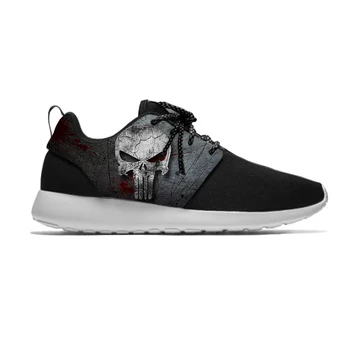 

2020 Punisher Skull Cool Fashion personality Sport Running Shoes Vogue Lightweight Breathable 3D Printed Men women Mesh Sneakers